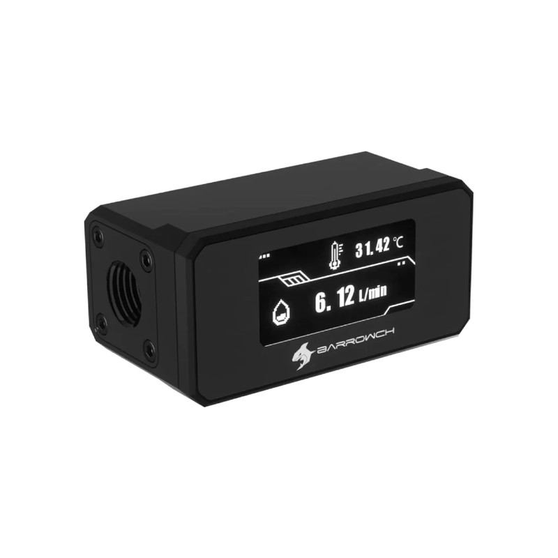Barrowch G1/4 Digital OLED Display Flow and Temperature Sensor - Black - مستشعر حرارة